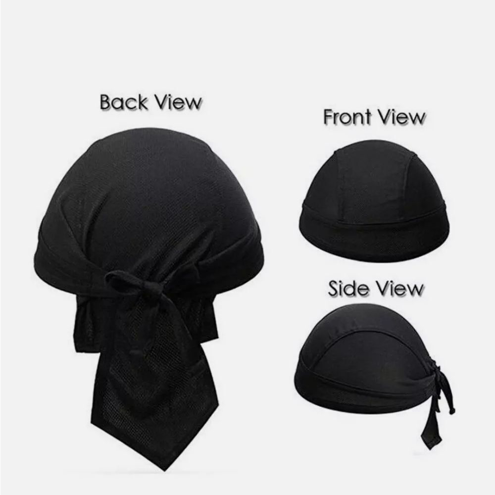 Black Windproof Breathable Sweat Headband Anti-UV Protection Cycling Pirate Hats